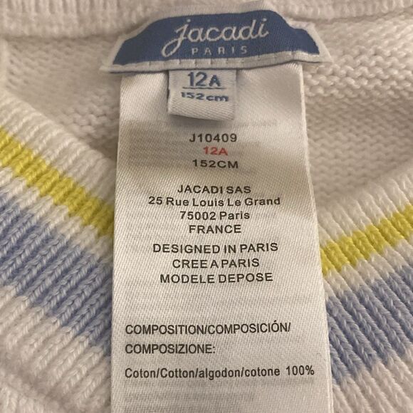 Jacadi Paris Girls V-Neck Cotton Sweater with Cable Design. Size 12A. - Picture 8 of 8